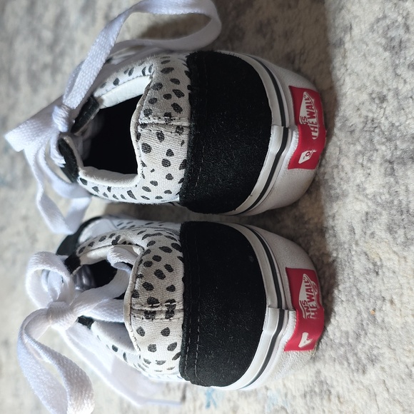 Vans Old Skool Toddler Size 11.5 Black‎ And White Dalmation Polka Dot Sneakers - Picture 4 of 5